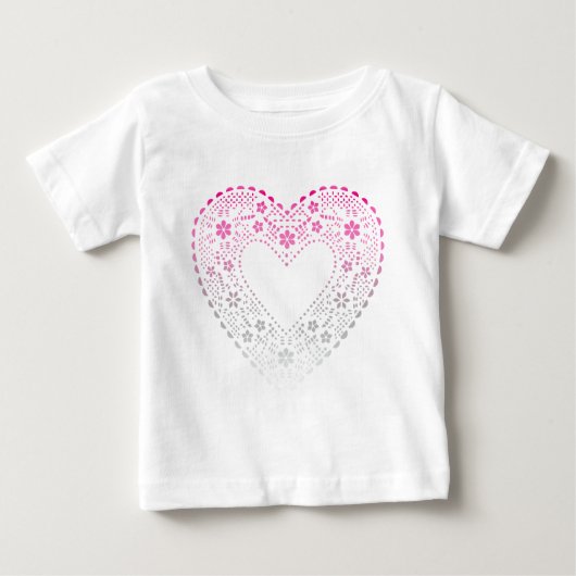Pink Gradient Lace Heart Baby T-shirt (Vorderseite)