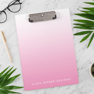 Pink Gradient Ombre Personalisiert Klemmbrett