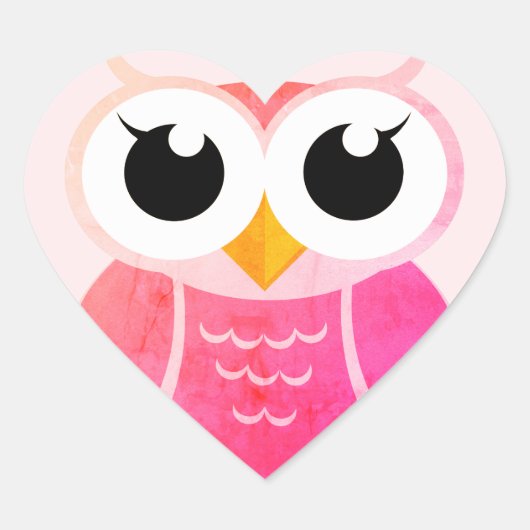 "Pink Gradient OWL" Herz-Aufkleber (Vorderseite)