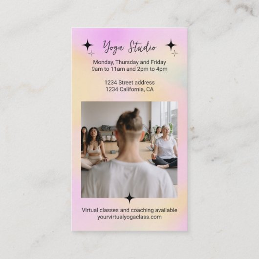 Pink Gradient Stern Yoga Lehrer Studio Visitenkarte (Rückseite)