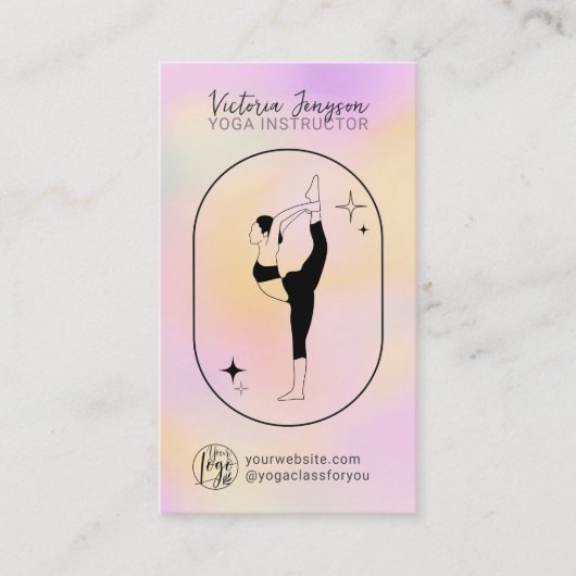 Pink Gradient Stern Yoga Lehrer Studio Visitenkarte (Vorderseite)