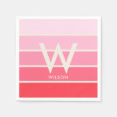 Pink Gradient Strip Monogram Persönliches Party Serviette (Vorderseite)