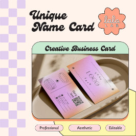 Pink Gradient Trendy Editable Business Card Visitenkarte