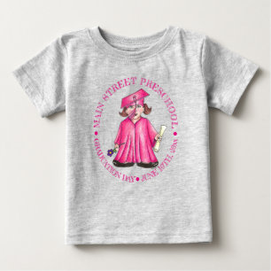 Pink Graduate Girl Cap Preschool Abschluss Baby T-shirt