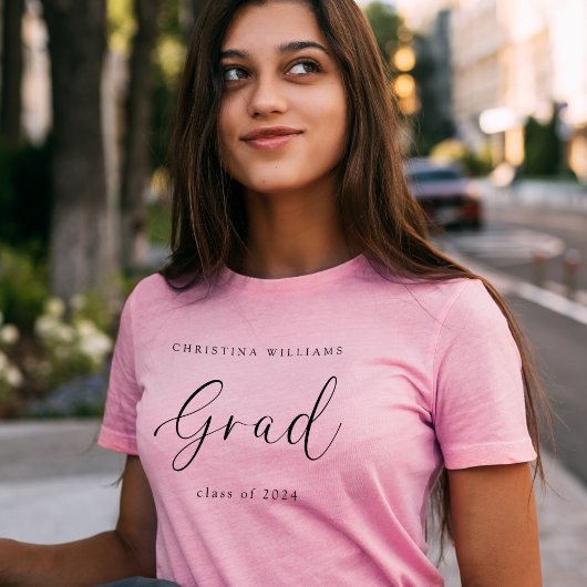 Pink Graduate Modern Eleganter Script Abschluss T-Shirt