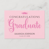 Pink Graduate Words of Wisdom Abschluss Begleitkarte (Vorderseite)