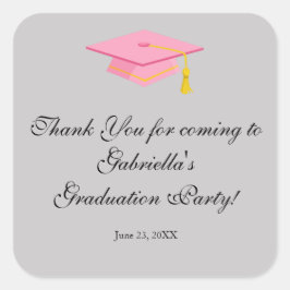Pink Graduation Cap Danke, dass Sie einen Rundaufk Quadratischer Aufkleber