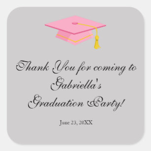 Pink Graduation Cap Danke, dass Sie einen Rundaufk Quadratischer Aufkleber