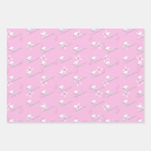 Pink Graduation Cap Diploma Uni Geschenkpapier Set (Vorderseite 2)