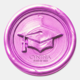  Pink Graduation Cap  Wax Seal Runder Aufkleber