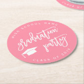 Pink Graduation Party Class of Runder Pappuntersetzer (Angewinkelt)