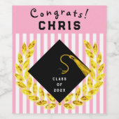 Pink Graduation Party Geschenk Weinetikett (Einzelnes Label)