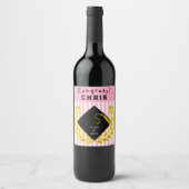 Pink Graduation Party Geschenk Weinetikett (Vorderseite)