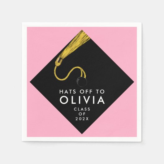Pink Graduation Party Napkins Serviette (Vorderseite)