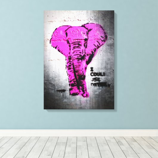 Pink Graffiti Elephant Leinwanddruck (Insitu (Holzboden))