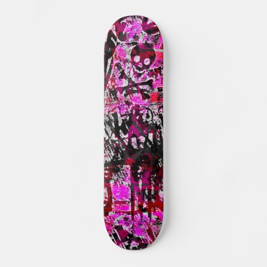 Pink Graffiti Skull Skateboard Deck (Vorderseite)