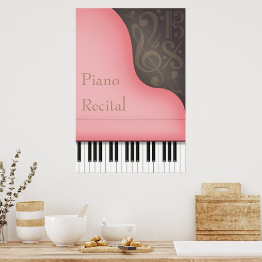 Pink Grand Piano individualisierbares Konzert oder Poster (Küche)