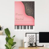 Pink Grand Piano individualisierbares Konzert oder Poster (Heimbüro)