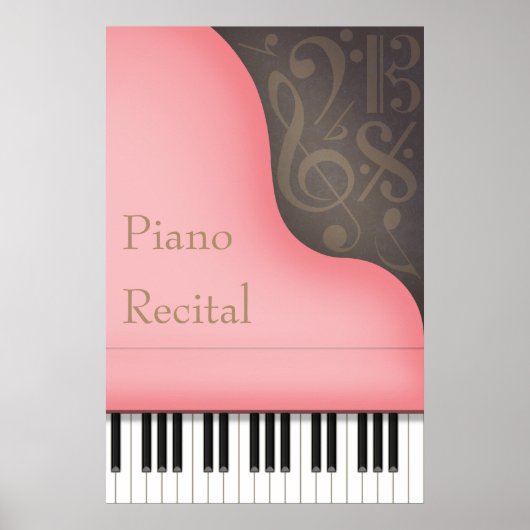 Pink Grand Piano individualisierbares Konzert oder Poster (Vorne)
