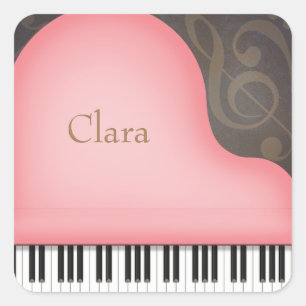 Pink Grand Piano Individuelle Name Stickers