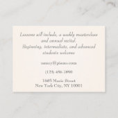 Pink Grand Piano Kinderfreundliche Musik Visitenkarte (Rückseite)