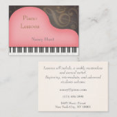 Pink Grand Piano Kinderfreundliche Musik Visitenkarte (Vorne/Hinten)