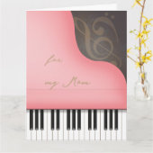 Pink Grand Piano Mama oder Oma Custom Large Karte (Gelbe Blume)