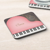 Pink Grand Piano Whimsical Musical Symbole Custom Getränkeuntersetzer (Linke Seite)