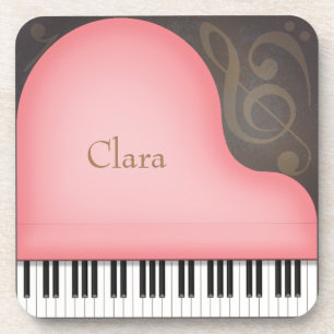 Pink Grand Piano Whimsical Musical Symbole Custom Getränkeuntersetzer