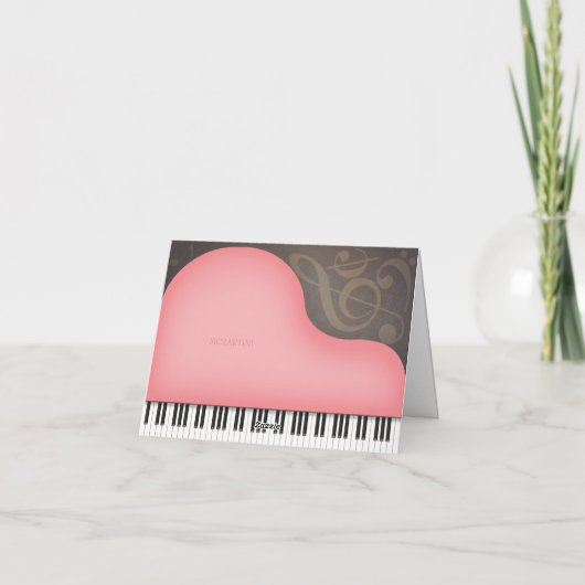 Pink Grand Piano Whimsikcharme Custom Dankeskarte (Rückseite)