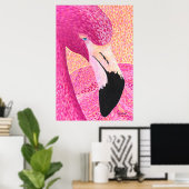 Pink Grapefruit Big Head Flamingo - von nur Dahl Poster (Heimbüro)