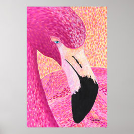 Pink Grapefruit Big Head Flamingo - von nur Dahl Poster