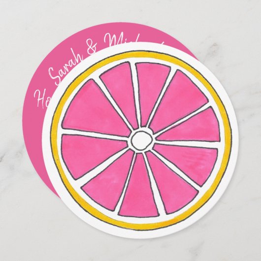 Pink Grapefruit Citrus Frucht Tropical Beach Brunc Einladung (Vorne/Hinten)