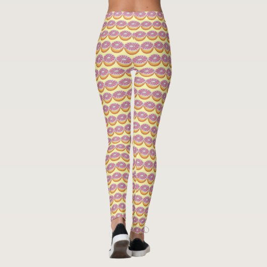 Pink Grapefruit Halbfrühstück Citrus Fruit Print Leggings (Rückseite)