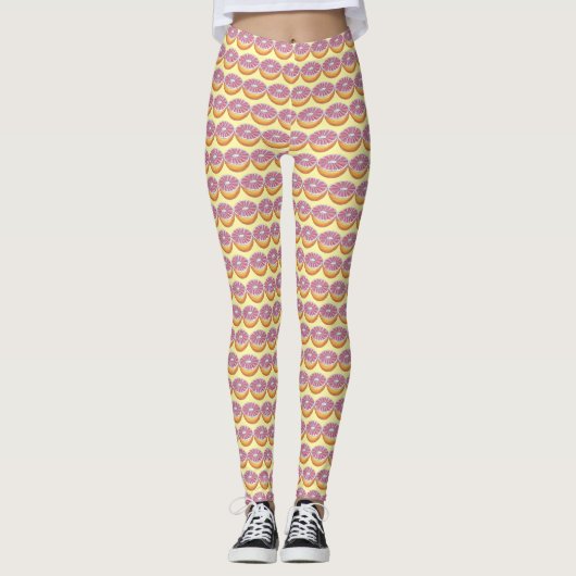 Pink Grapefruit Halbfrühstück Citrus Fruit Print Leggings (Vorderseite)
