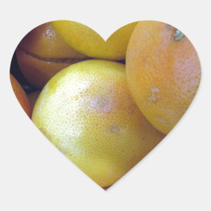 Pink Grapefruit Herz-Aufkleber