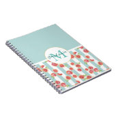 Pink Grapefruit-Muster auf grünen Streifen Notizblock (Rechte Seite)