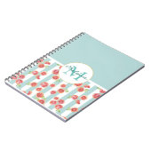 Pink Grapefruit-Muster auf grünen Streifen Notizblock (Linke Seite)