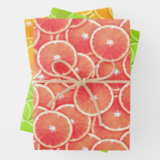 Pink Grapefruit Orange und Limone Scheiben Geschenkpapier Set (Beispiel)