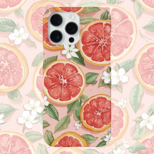 Pink Grapefruit Pop – Retro-Aquarell-Zitrus iPhone Hülle