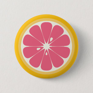 Pink Grapefruit Slice Button