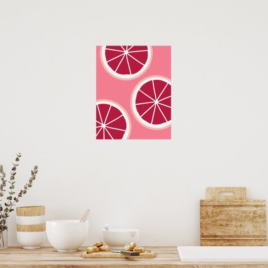 Pink Grapefruit Slice Poster (Küche)