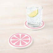 Pink Grapefruit Slice Runder Sandstein Untersetzer (Seite)