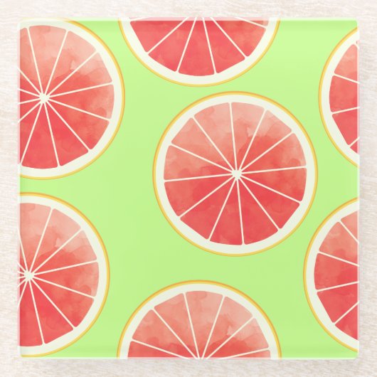 Pink Grapefruit Slices Pattern Glasuntersetzer (Vorderseite)
