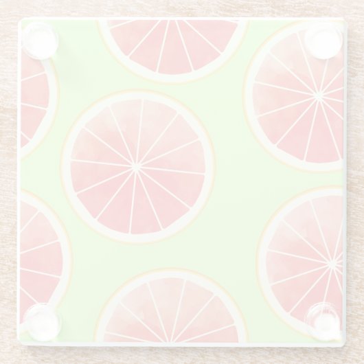 Pink Grapefruit Slices Pattern Glasuntersetzer (Rückseite)