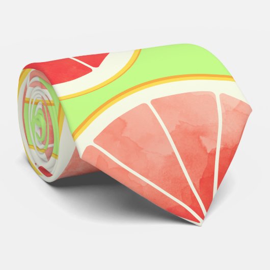 Pink Grapefruit Slices Pattern Krawatte (Gerollt)