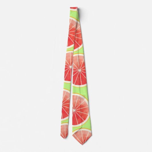 Pink Grapefruit Slices Pattern Krawatte (Rückseite)
