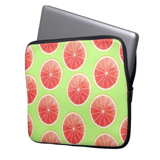 Pink Grapefruit Slices Pattern Laptopschutzhülle (Vorderseite Links)