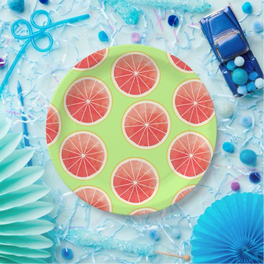 Pink Grapefruit Slices Pattern Pappteller (Party)