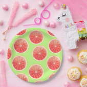 Pink Grapefruit Slices Pattern Pappteller (Party)